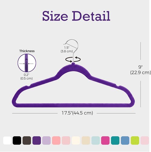 HOUSE DAY Velvet Hangers - 60 Pack Non-Slip Heavy Duty Purple Felt Suit Hangers | 360° Rotating Hook