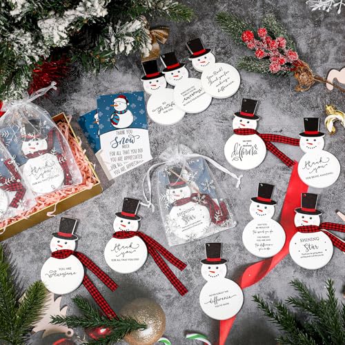 Vercraft 40-Pack Christmas Coworker Snowman Ornaments with Thank You Cards - Holiday Office Gifts