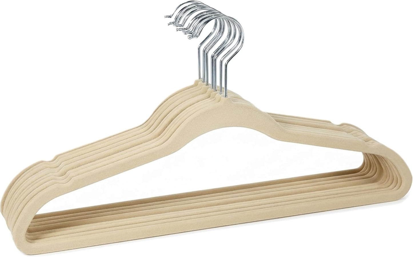 Skiennix Super Slim Velvet Huggable Hangers - Ivory Color, Space-Saving Design