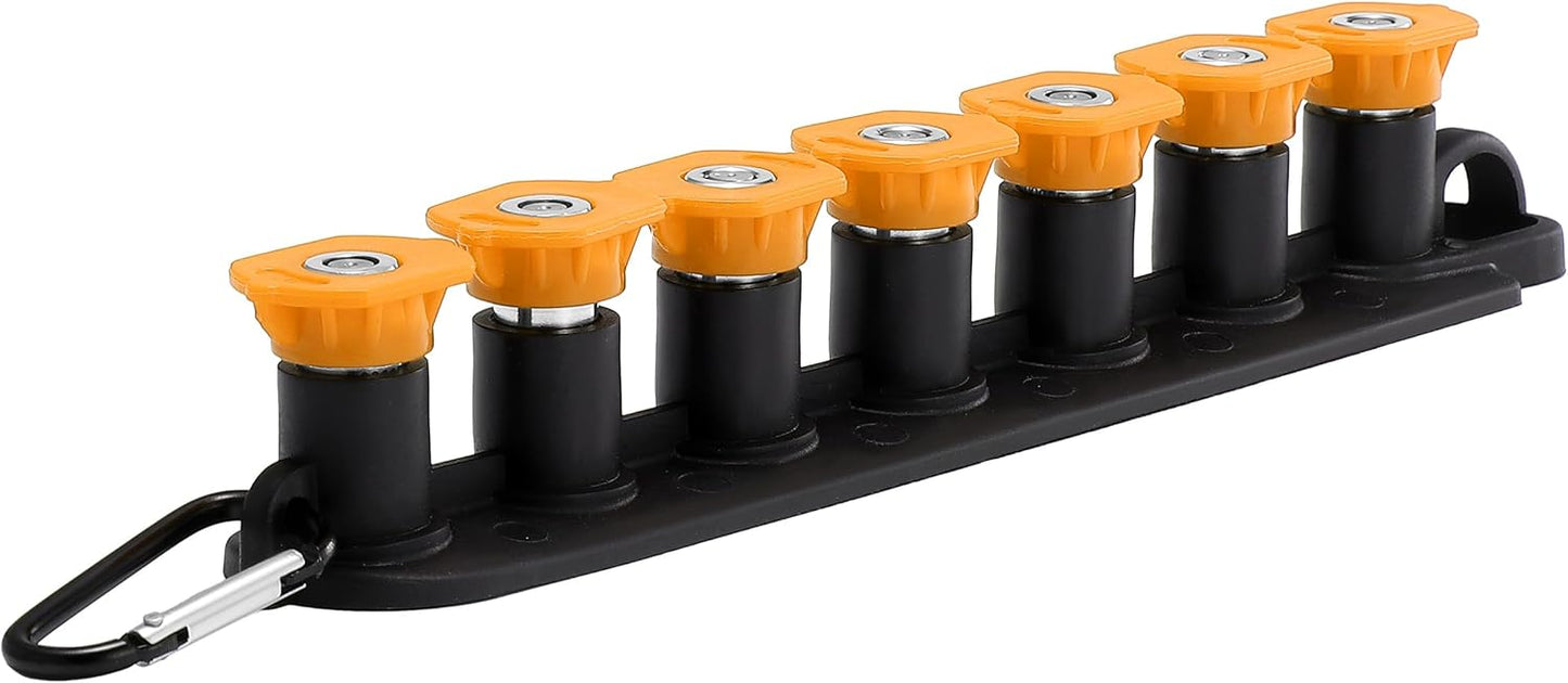 Tool Daily 15 Degree Yellow Pressure Washer Nozzle Tips - 7 Pack with Nozzle Holder | 1/4 Inch Quick Connect, 4000 PSI