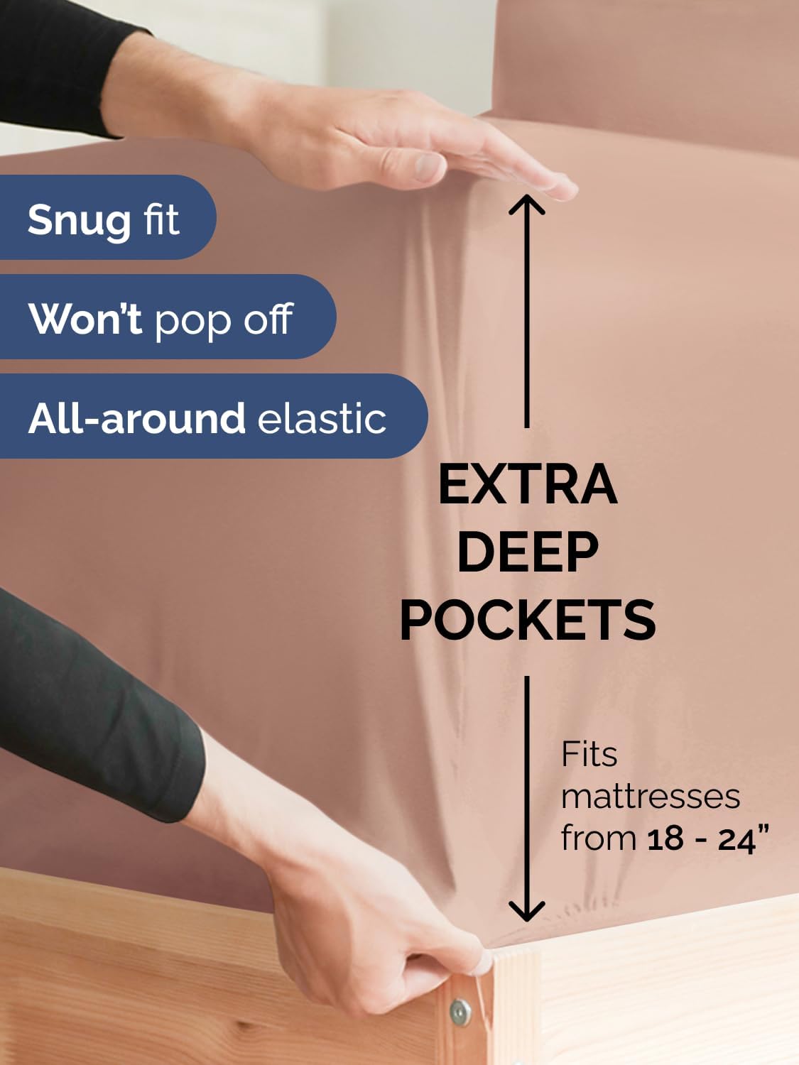 Skiennix Extra Deep Queen Sheet Set - 6 Piece Cooling & Breathable Bedding - Soft, Wrinkle-Free Mauve