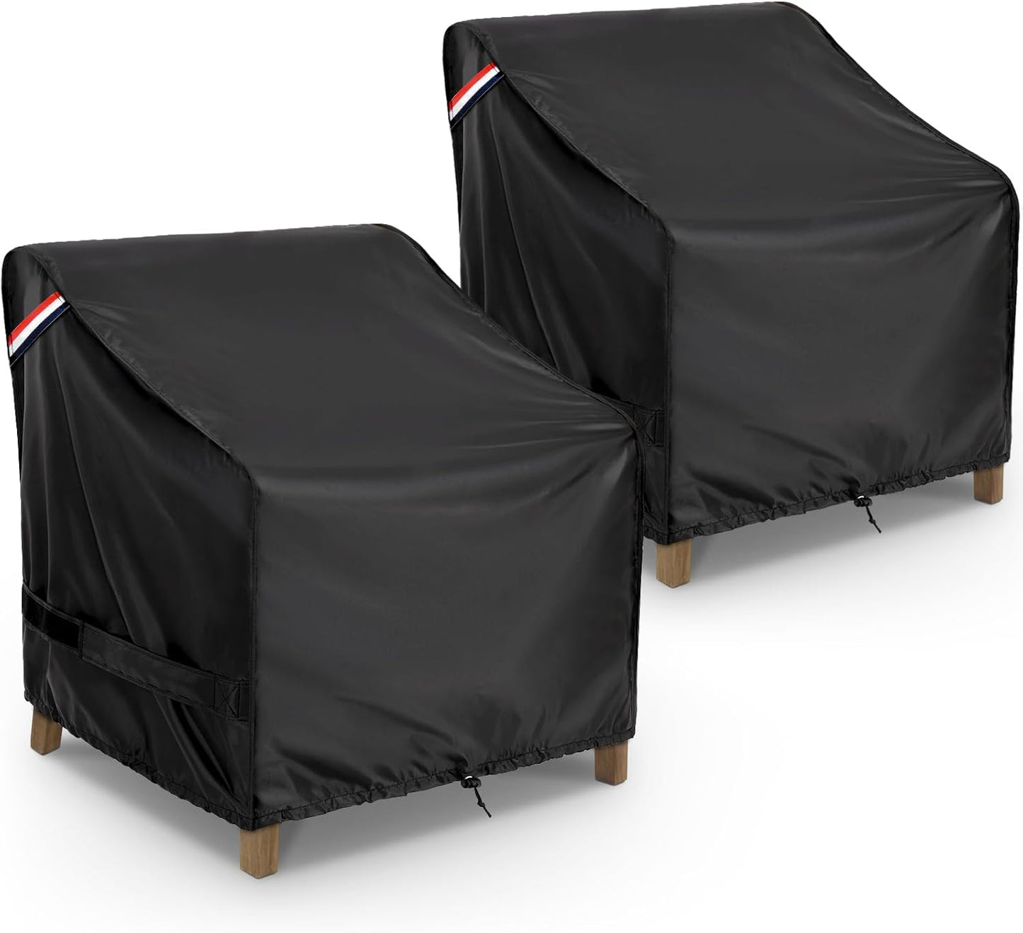 KylinLucky Heavy Duty Waterproof Patio Chair Covers - 2 Pack for Deep Seat Furniture, Fits Up to 32"Wx37"Dx36"H - Black