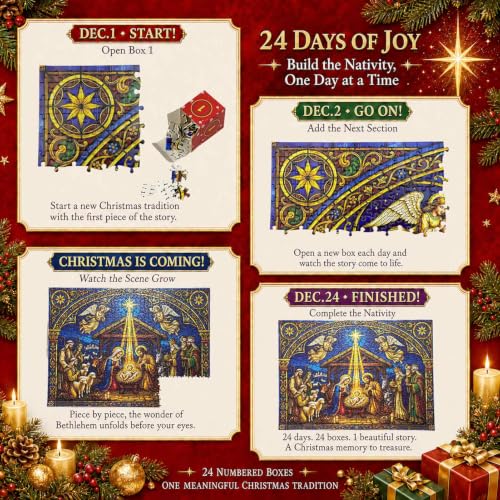 Nativity Advent Calendar Puzzle 1008-Piece, 24-Day Christmas Countdown for Adults