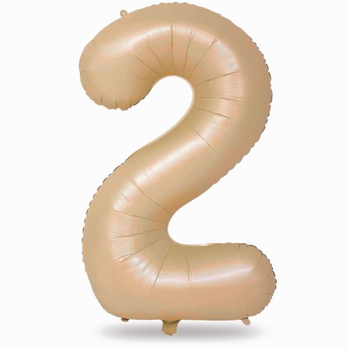 40" Neutral Number 2 Balloon for Boys Girls, Large Self Inflating Nude Helium Foil Number Balloons Set 0-9 for Women Men 2nd Birthday Graduation Anniversary Wedding Party Decorations Supplies