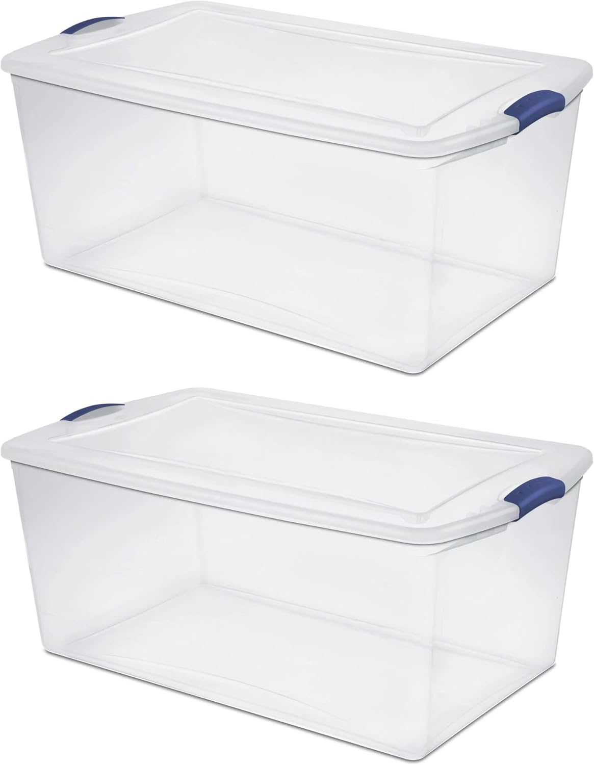 Regine Switzerland 105 QT Transparent Storage Box - Stackable with Blue Lock Mechanism | Ideal for Seasonal Clothing & Garage Organization