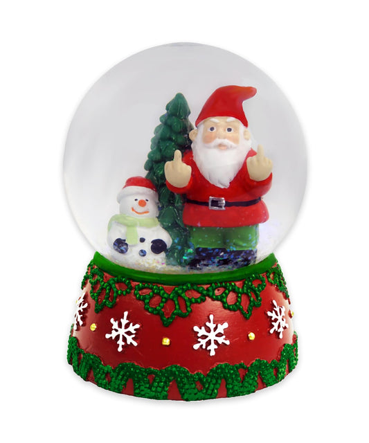 Gnometastic Gnomes Christmas Snow Globes for Adults - Holiday Double Bird Middle Finger Gnome, Funny White Elephant Gift & Gnome Decor - Mini Snow Globe 3.2in x 4in H