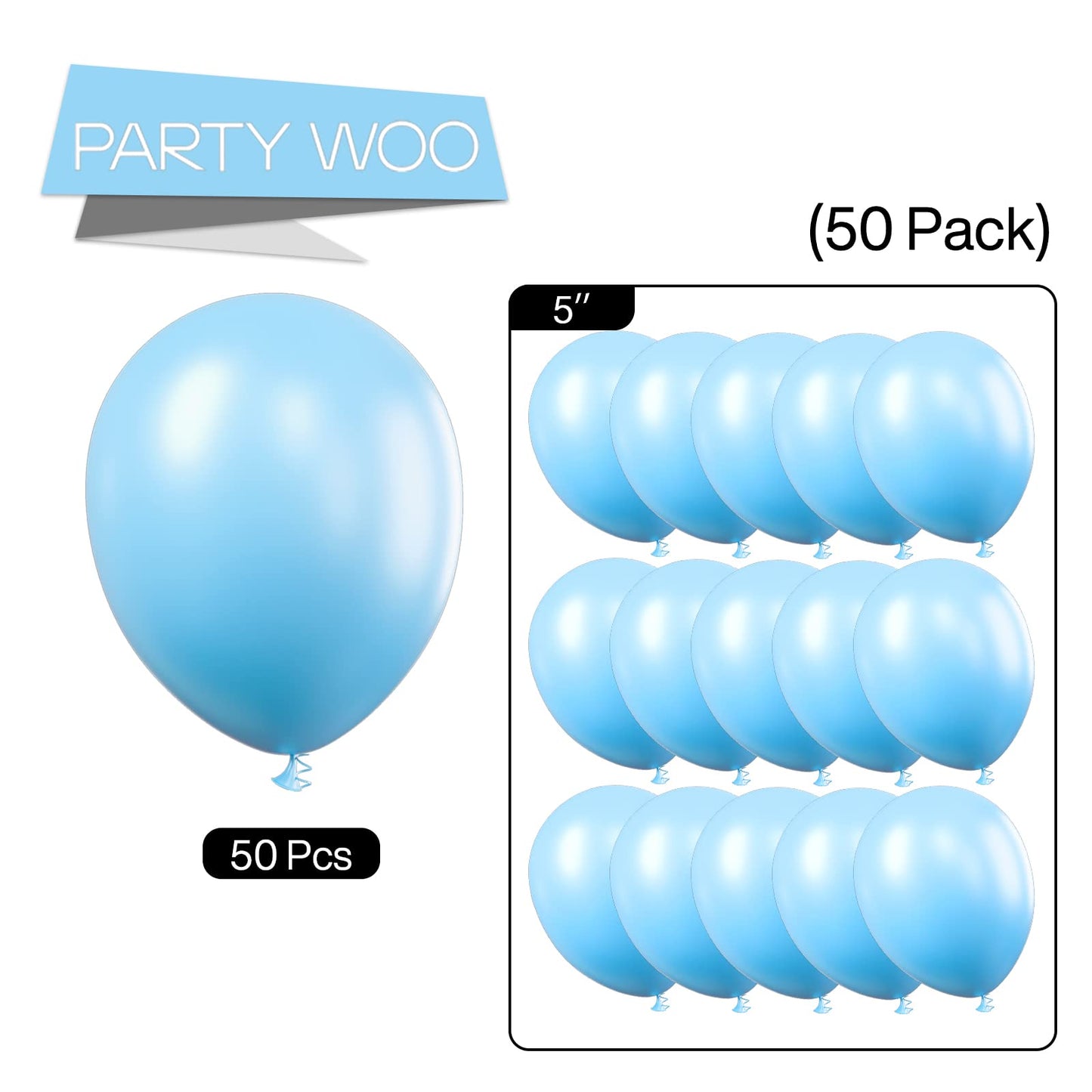 PartyWoo Light Blue Balloons 50pcs 5 Inch Small Mini Baby Pastel Sky Aqua Blue Balloons for Graduation Baby Shower Gender Reveal Weddings Anniversary Birthday Bachelorette Party Decorations Blue-Y4