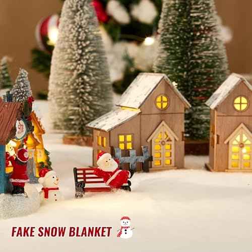 Christmas Fake Snow Blanket, Artificial Snow for White Christmas Tree Decorations, Soft Fluffy Faux Snow Blanket for Winter Wonderland Christmas Village Displays,3 x 8 Ft