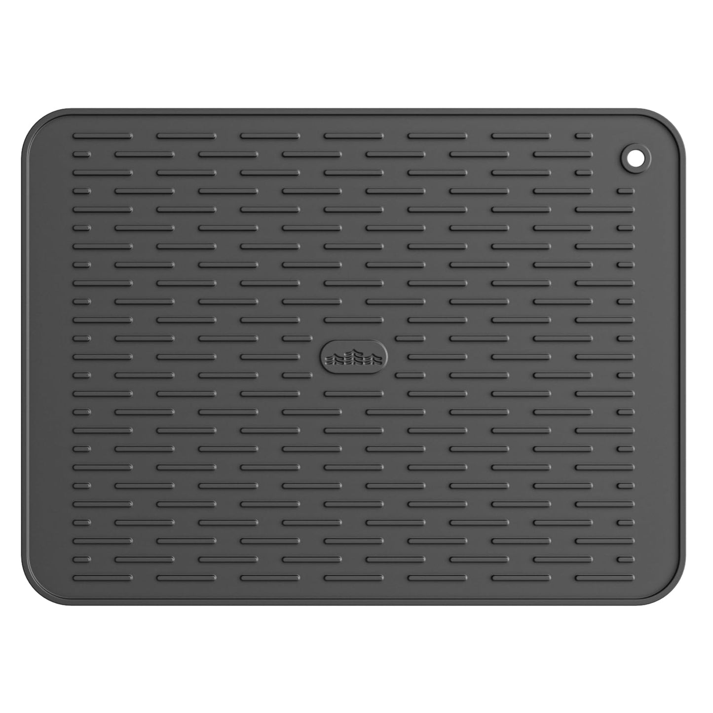 ME.FAN Silicone Dish Drying Mat for Kitchen Counter, Dish Drying Pad for Sink, Refrigerator or Drawer, Countertop Protection Pad M - 16''×12'' - Black