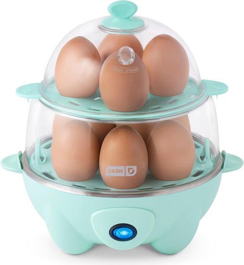 Dash Deluxe Egg Cooker | Boiler, Poacher & Steamer - Holds 12 Eggs - Aqua - BPA Free & Dishwasher Safe