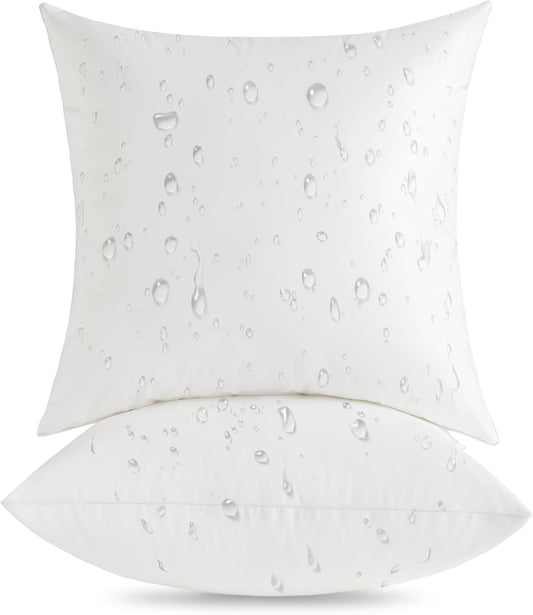 Oubonun 20x20 Waterproof Outdoor Pillow Inserts - Pack of 2 Decorative Throw Pillows for Couch & Patio - White