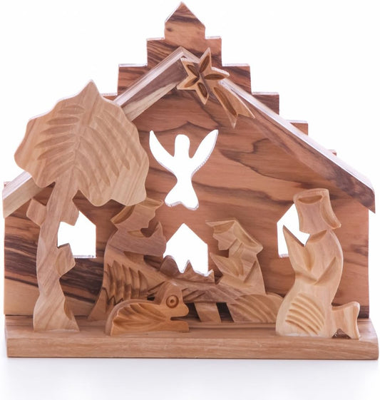 Grade A Olive Wood Nativity Angel - Authentic Jerusalem Certificate NAT024
