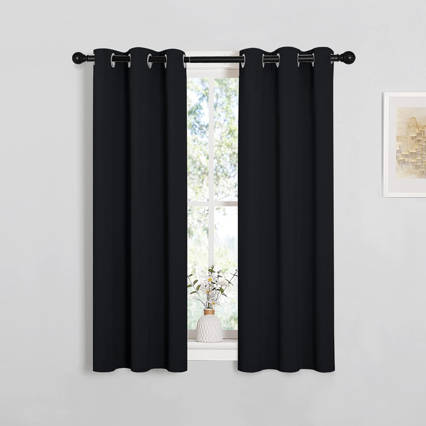 NICETOWN Blackout Curtains - Thermal Insulated Grommet Drapery Panels for Living Room | 2 Panels, 29" x 45", Black