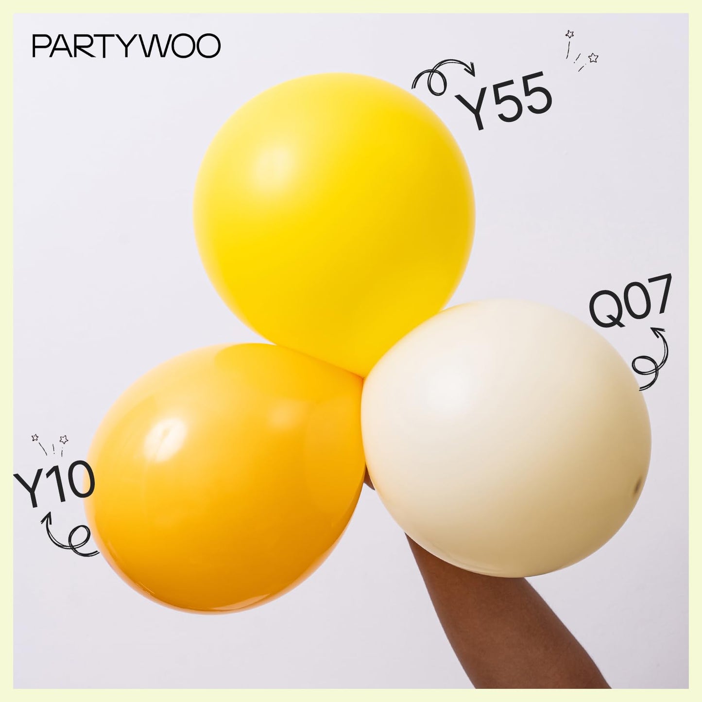 PartyWoo Pastel Yellow Balloons 100 pcs Different Sizes of 36 18 12 10 5 Inch Small Mini Light Pale Yellow Balloon Arch Kit Garland for Baby Shower Easter Birthday Party Decorations Yellow-Q07