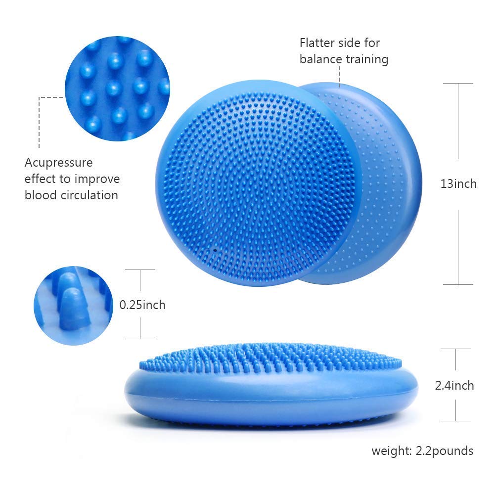 WIWAPLEX Wiggle Seat, Inflatable Stability Balance Disc Wobble Cushion, Balance Disc Wiggle Seat, Flexible Seating Classroom with Free Air Pump Sensory Kids (Office & Home & School) (Blue)