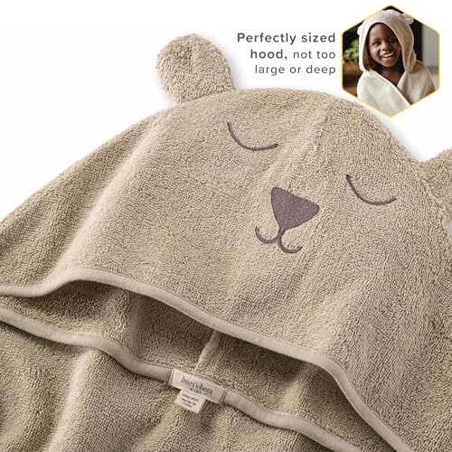 Burt's Bees Baby Hooded Animal Towels - Bear, Organic Cotton Toddler Bath Towel