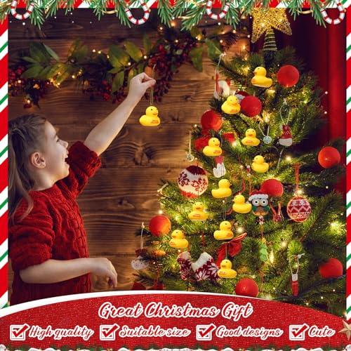 Shappy 12 Pcs Rubber Ducks Christmas Ornament Yellow Duck Hanging Xmas Decor for Christmas Tree Party Decor (Classic Style)