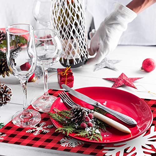 Patelai Red Buffalo Plaid Christmas Paper Placemats - 24 Disposable Holiday Table Mats