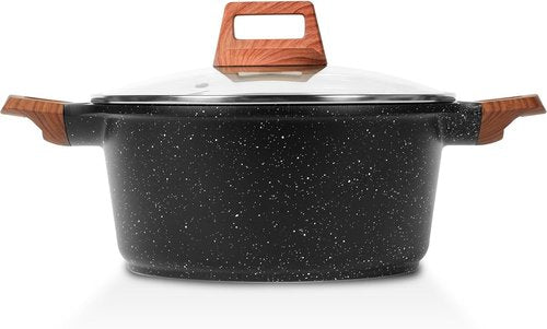 ESLITE LIFE Nonstick Stock Pot - 5 Quart Granite Casserole for Soup & Pasta | Induction Compatible, Black