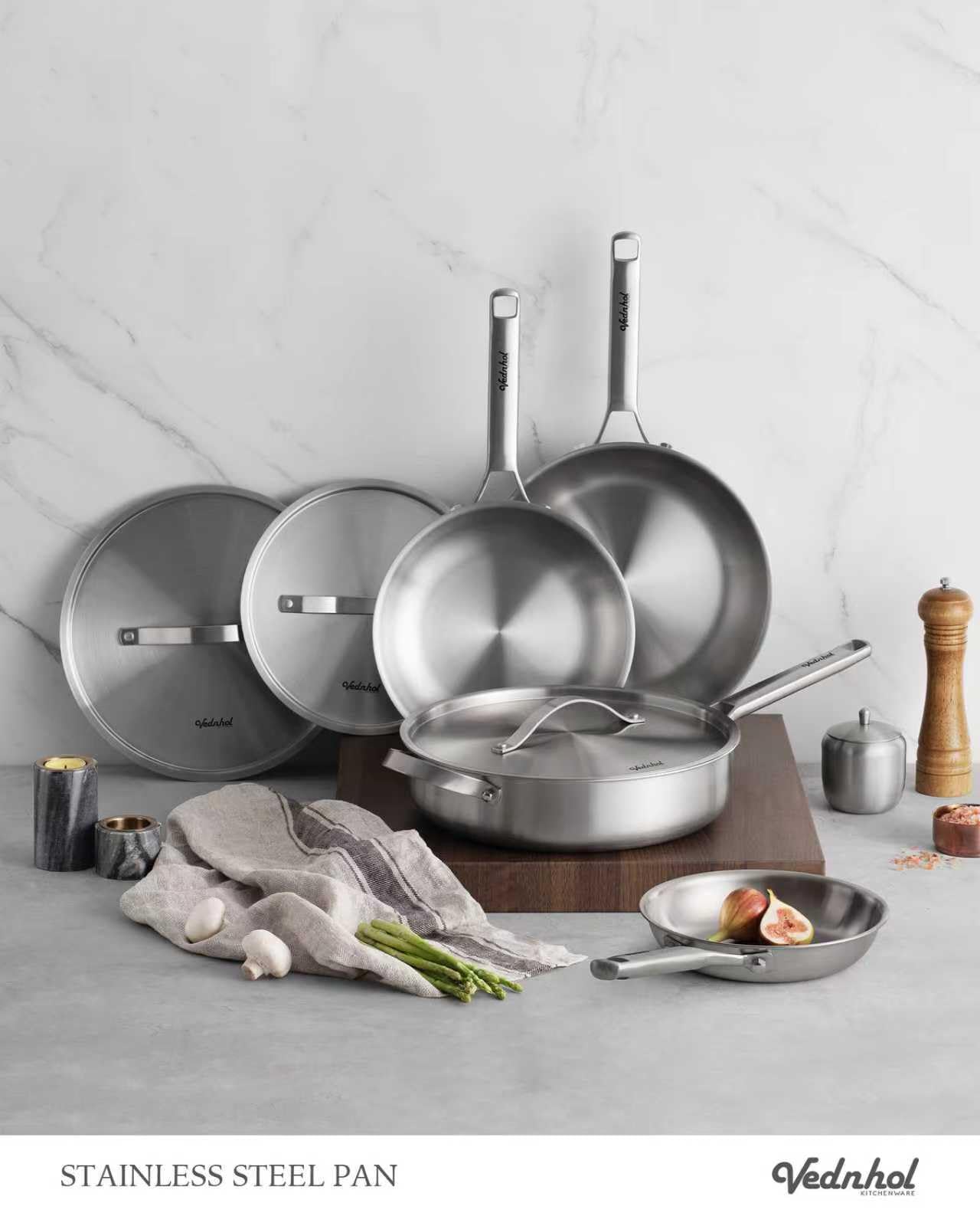 Stainless Steel Cookware Set, 8 Pcs Tir-Ply Pots and Pans Set, PFOA&PTFE Free, Dishwasher&Oven Safe, Kitchen Induction Compatible, ollas de acero inoxidable para cocinar