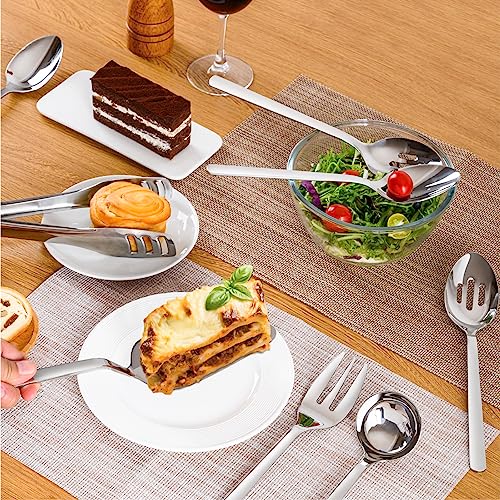 KINGSTONE 8-Piece Large Silver Serving Utensils Set - 18/10 Stainless Steel