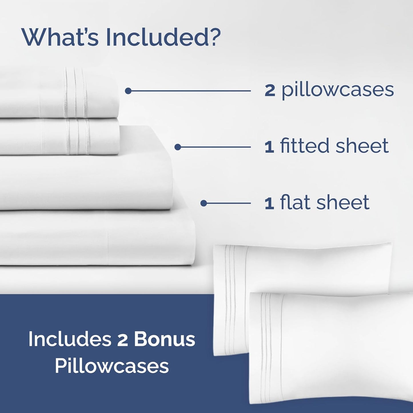 White 4-Piece Queen Sheet Set by [Brand Name] - Luxurious Bedding with Deep Pockets & 2 Pillowcases - Soft, Breathable, Cooling Comfort