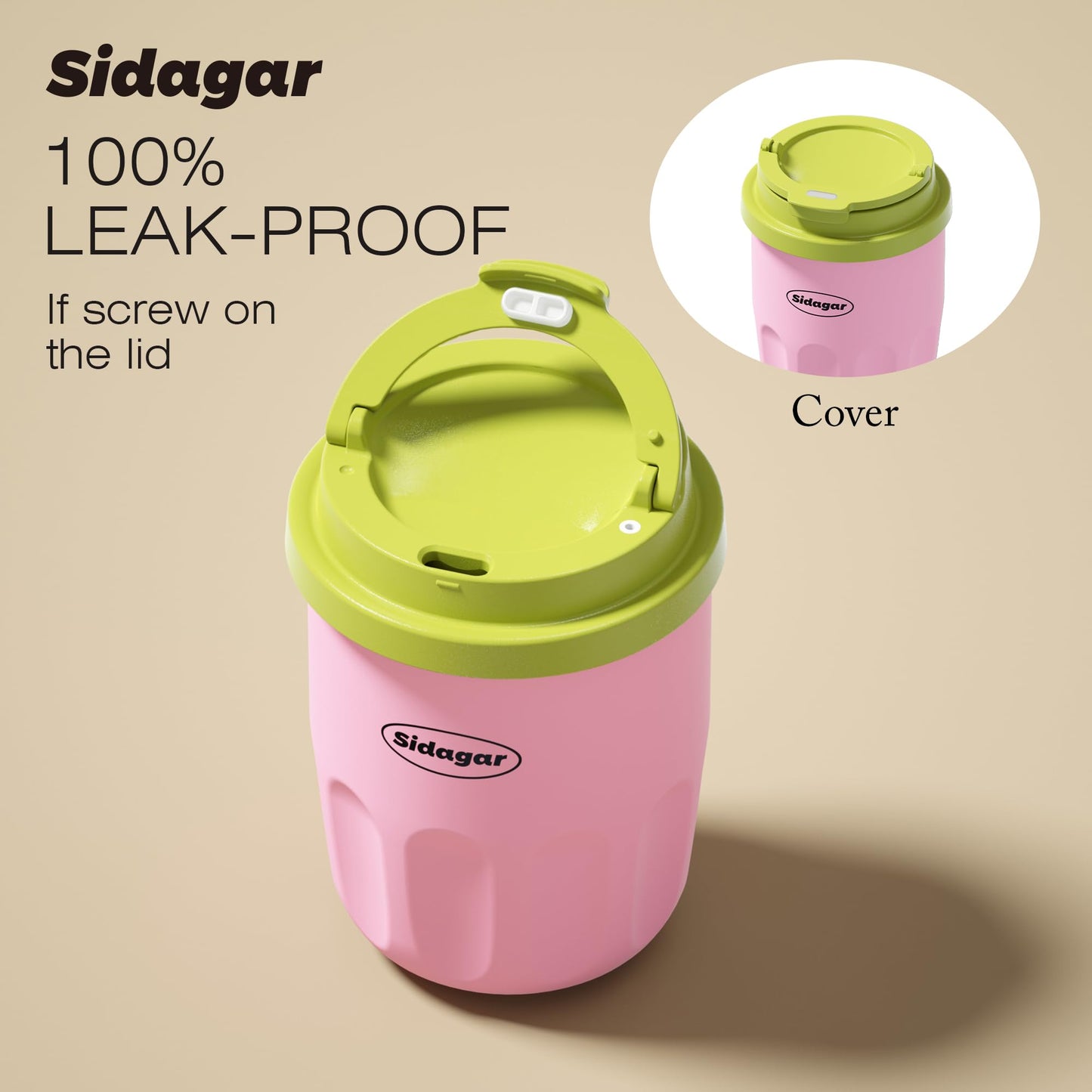 Sidagar Travel Coffee Mug 10 oz Ceramic Lined Tumbler, Double Wall Stainless Steel Coffee Cup with Lid, Vacuum Spill Proof Mini Water Bottle, Insulated Thermal Mug for Home Office,Pink