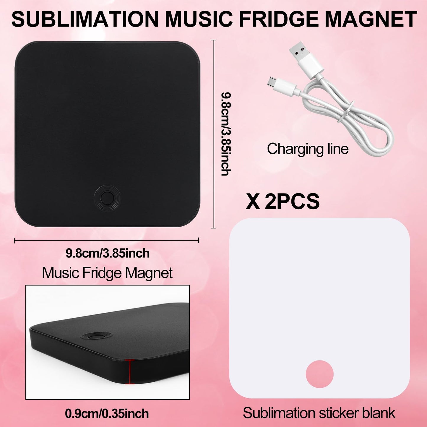 2PCS Sublimation Music Fridge Magnet Blank-Personalized Music Fridge Magnets, Print Any Photo You Like, Home Decor Gifts Can Play Music for Couples and Music Lovers