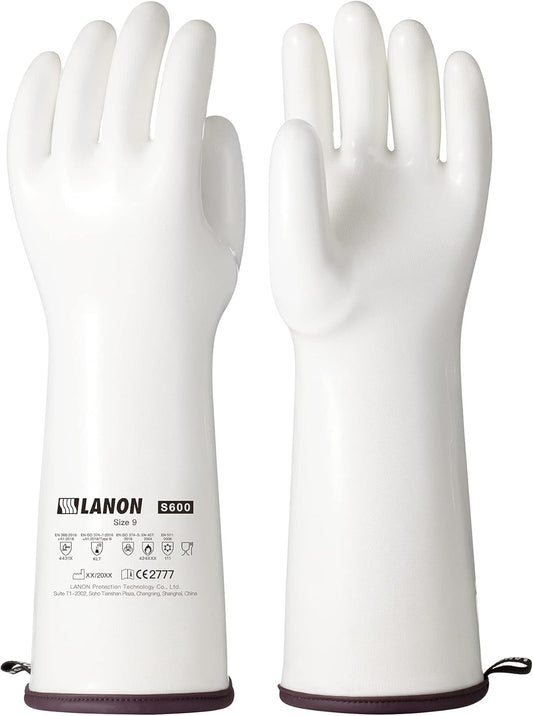 LANON 15" Liquid Silicone Oven Gloves - Heat Resistant, Waterproof, Extra Long, Large, Food Grade