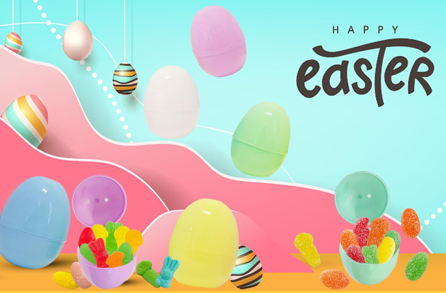 The Dreidel Company Fillable Easter Eggs 100-Pack, Pastel Colorful Bright Plastic Easter Eggs with Hinge, Perfect for Easter Egg Hunt, Surprise Egg, Easter Hunt,2.25" Fillable Eggs