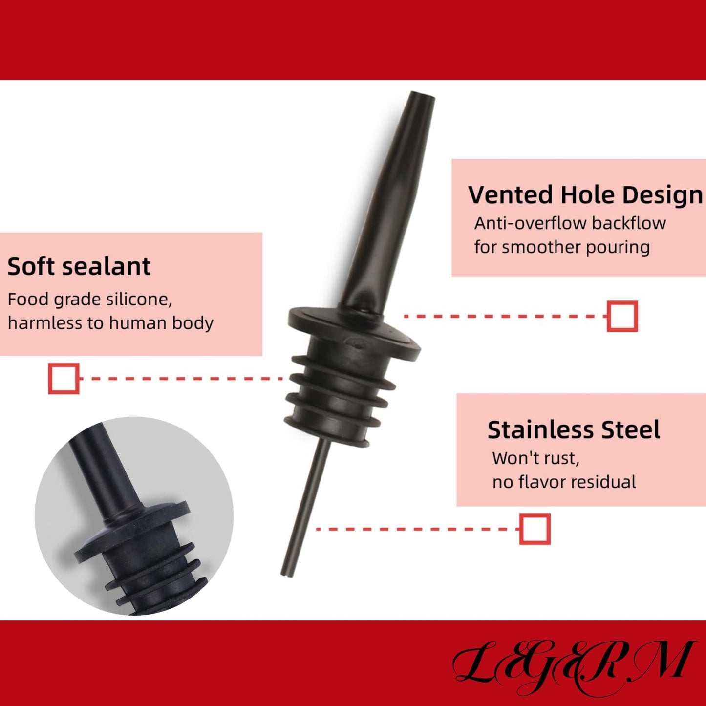 Pour Spouts for Liquor Bottles Speed Pour Pourers with Dust Cap 7+7