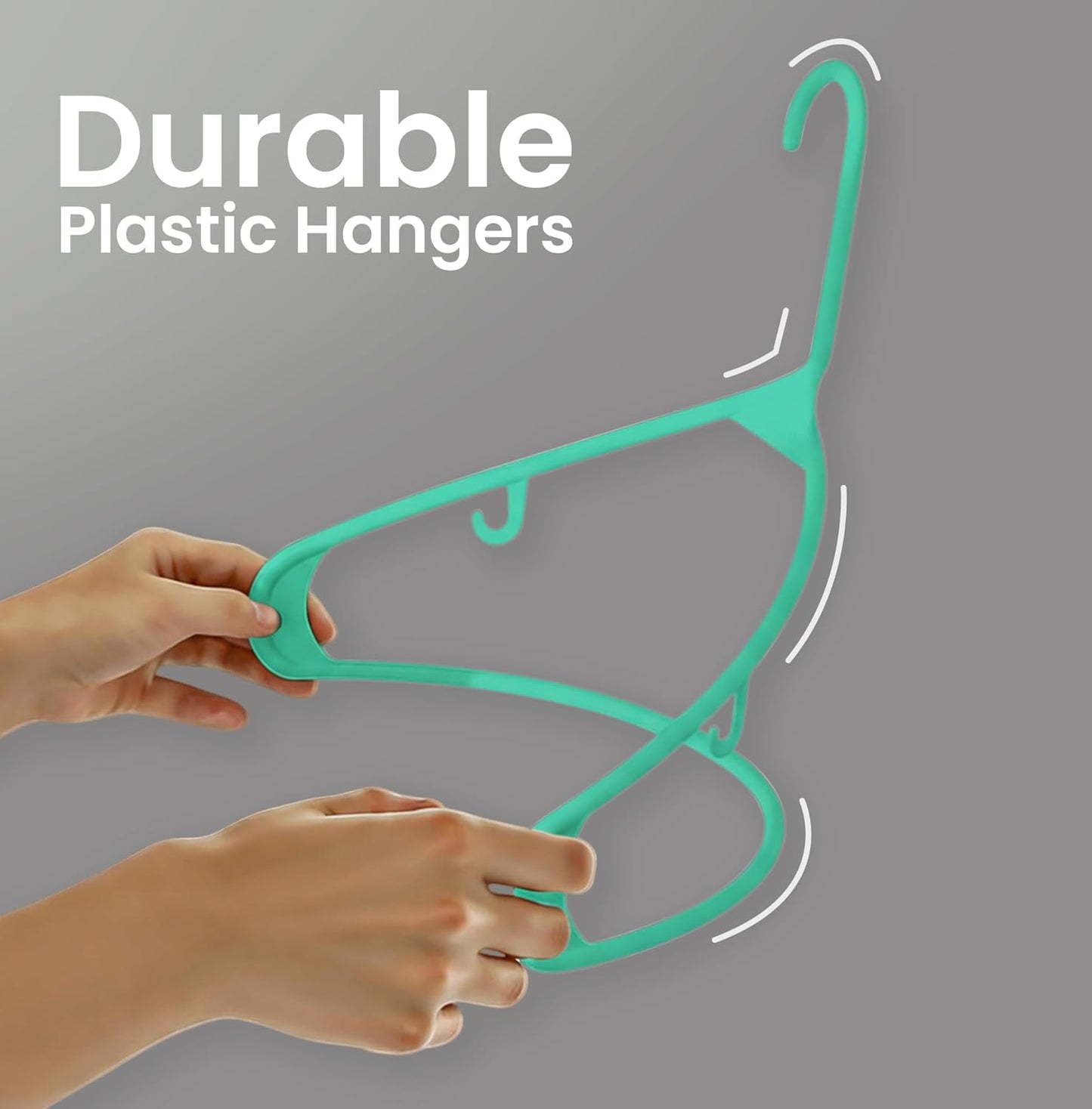 Utopia Home Plastic Hangers 50 Pack - Durable Space-Saving Closet Organizers - Built-In Strap Hooks (Aqua)