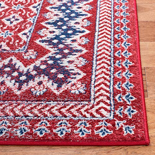 SAFAVIEH Brentwood Collection Runner Rug - 2' x 12', Red & Ivory, Traditional Oriental Distressed Design, Non-Shedding & Easy Care, Ideal for High Traffic Areas in Living Room, Bedroom (BNT899Q)
