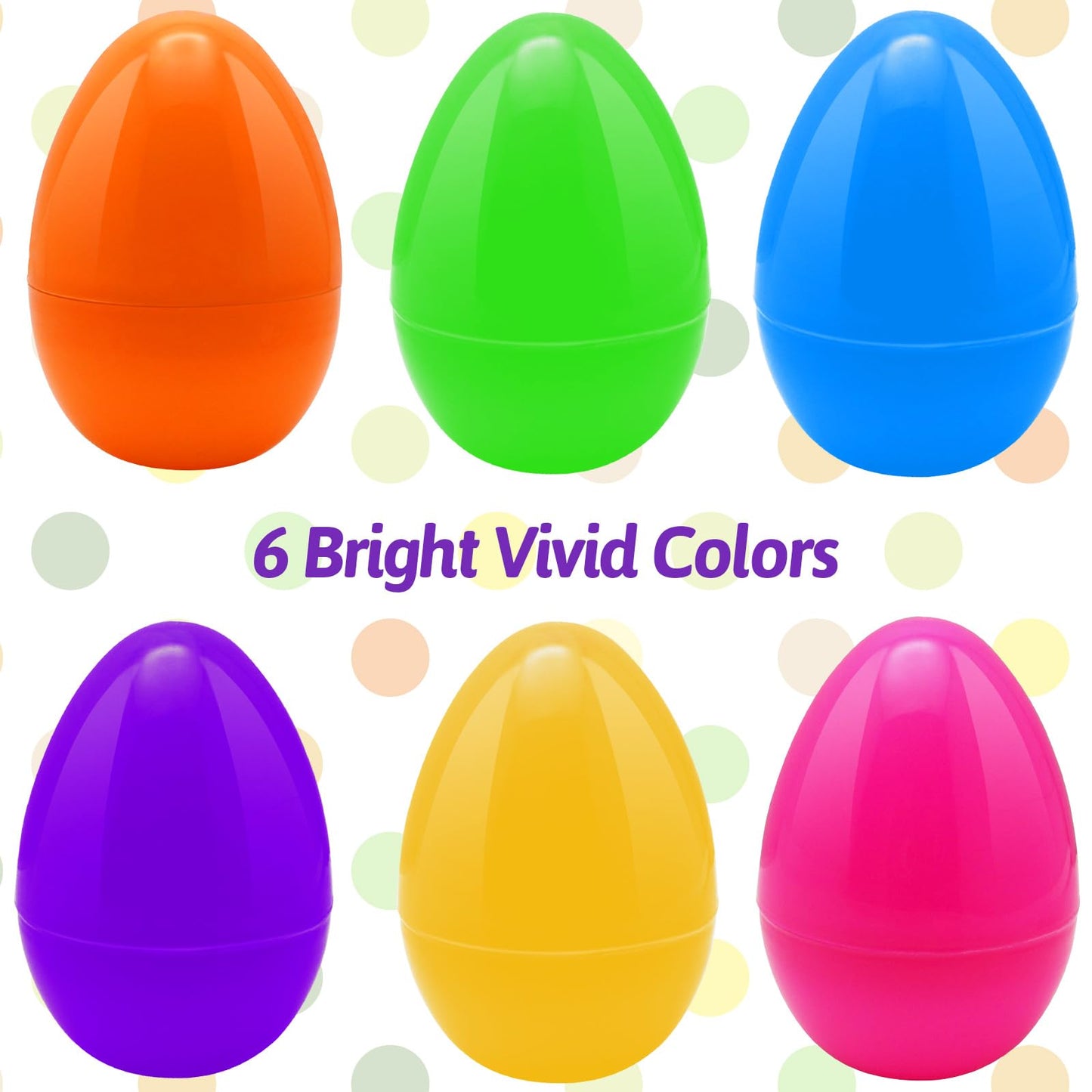 ZMCINER 36 PCS 3.55” Plastic Easter Eggs Fillable Plastic Easter Eggs Bulk Colorful Bright Easter Eggs Empty Perfect for Easter Egg Hunt, Easter Basket Stuffers, Easter Party Favor, Classroom Prize
