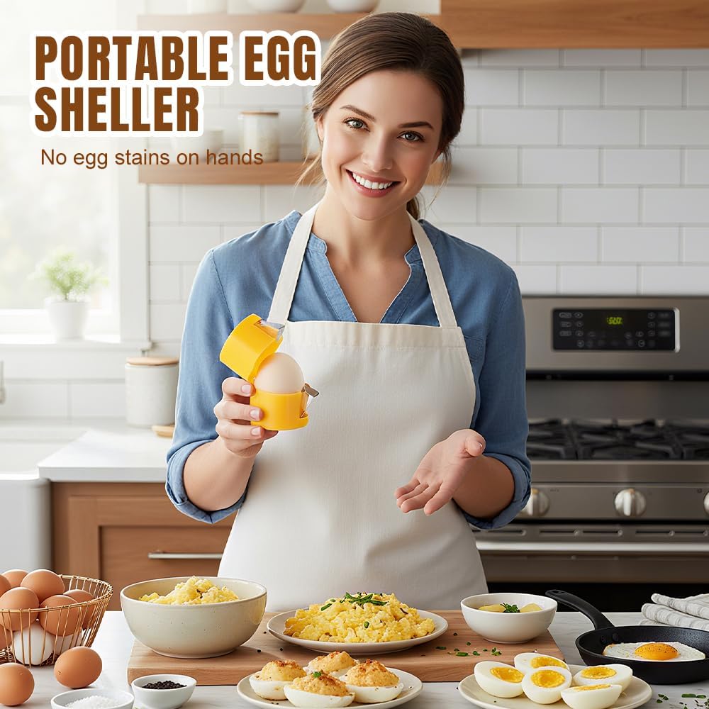 Skiennix Egg Shell Opener - Handheld Stainless Steel Egg Cracker Tool for Hard Boiled Eggs | Orange