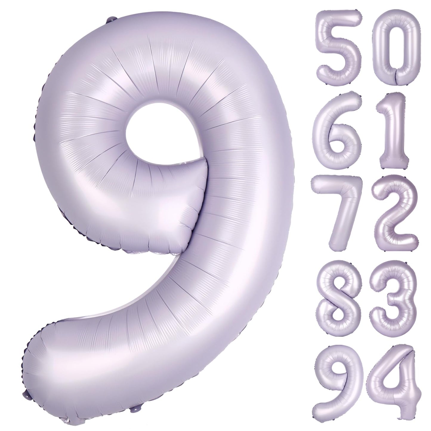 Lilac 9 Balloon, Number Balloons 40 Inch, Lavender 9th Giant Birthday Decorations for Girls, 19th 29th Party Decorations Supplies, Number 9 Balloon