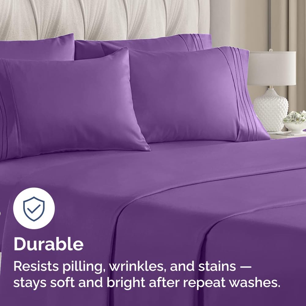 King Pillow Cases by [Brand Name] - Ultra Soft Hotel Quality Covers | Comfy, Wrinkle-Free & Fade Resistant - 10-Piece Set in Purple