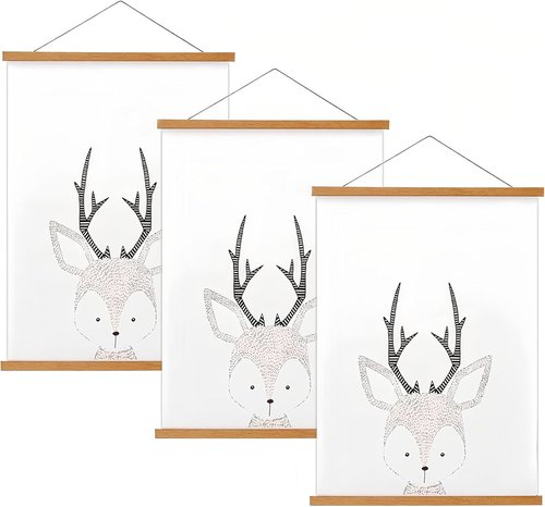 FALAMON Magnetic Poster Hanger Frame - 3 Pack Teak Wood for 20x20, 20x28, 20x30 Prints & Artwork