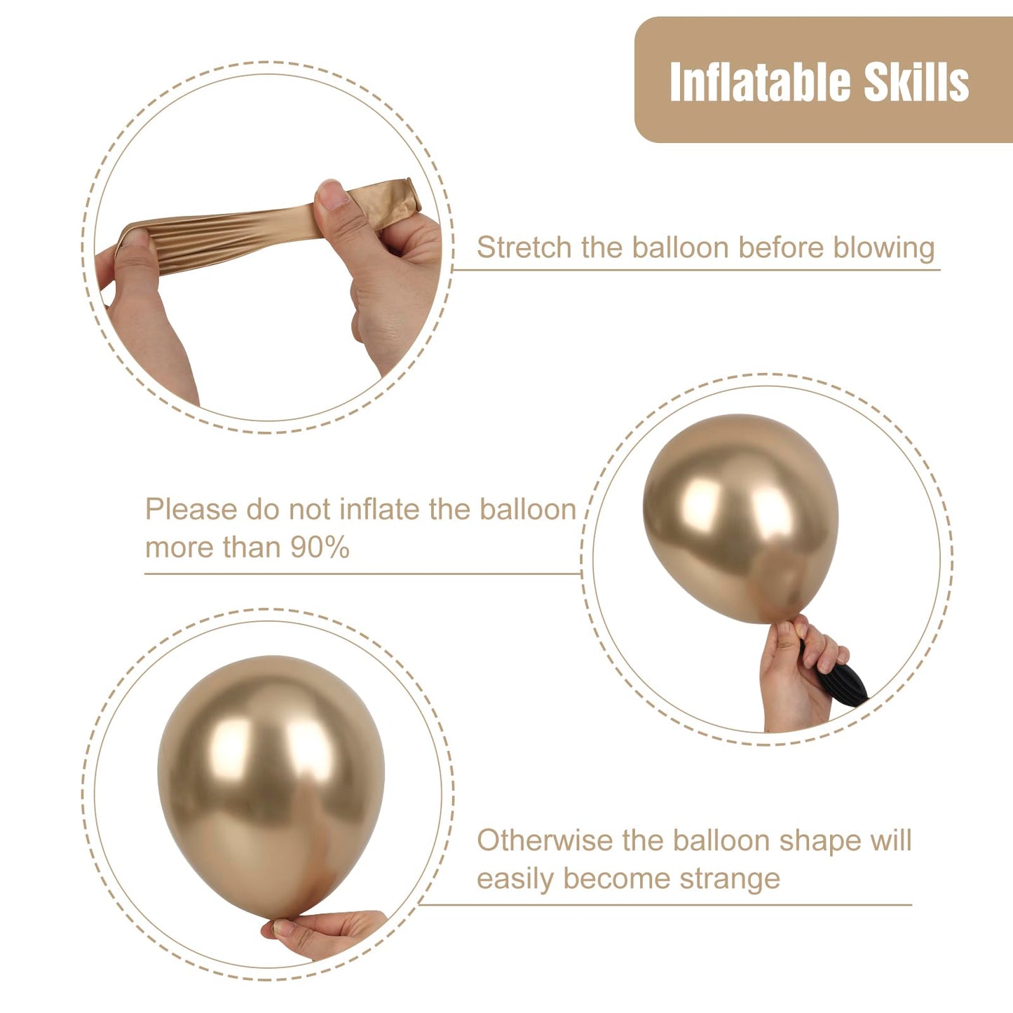 RUBFAC Chrome Gold Balloons 129pcs Different Sizes Pack of 18 12 10 5 Inch, Latex Metallic Gold Balloon Garland Arch Kit for Graduation Wedding Happy Birthday Party Decoration
