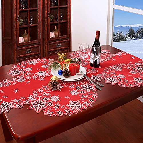 Simhomsen Embroidered Snowflakes Table Runner 14x144 inches Christmas Winter Decor