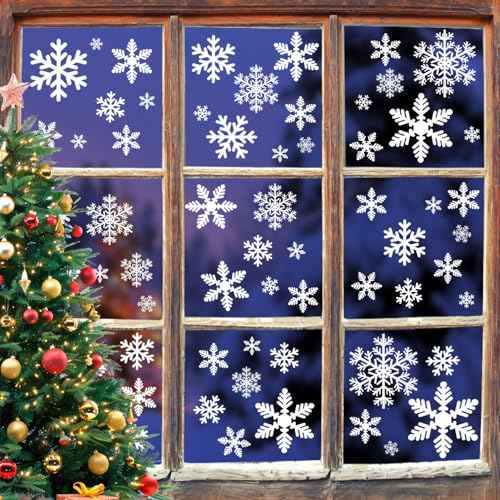 144pcs Christmas Snowflake Window Clings Stickers, Christmas Window Decorations Xmas Decals Decor for Glass Indoor Holiday, Winter Snowflake Decals for Home Party Supplies Thanksgiving D?cor