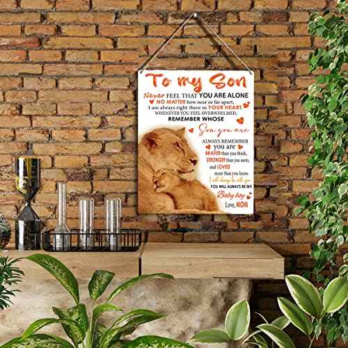 To My Son Wooden Hanging Sign from Mom Son Gifts Family Wall Decor for Bedroom Living Room Birthday Christmas Thanksgiving Gifts for Son Wall Art Gifts for Boys Room 8 x 10 Inches