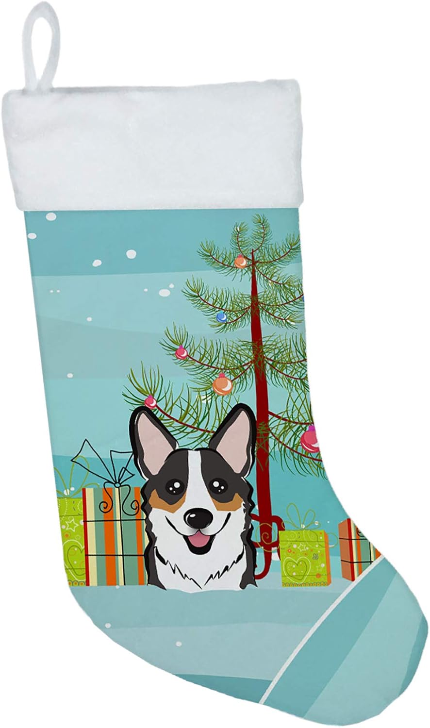 Shih Tzu Christmas Stocking - Chocolate Brown Dog Holiday Decor for Fireplace