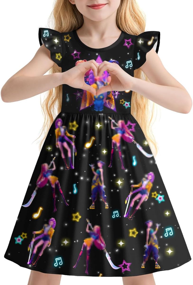 Skiennix Girls Kpop Dress & Hoodie Outfit - Stylish & Comfortable for Ages 3-10 Years