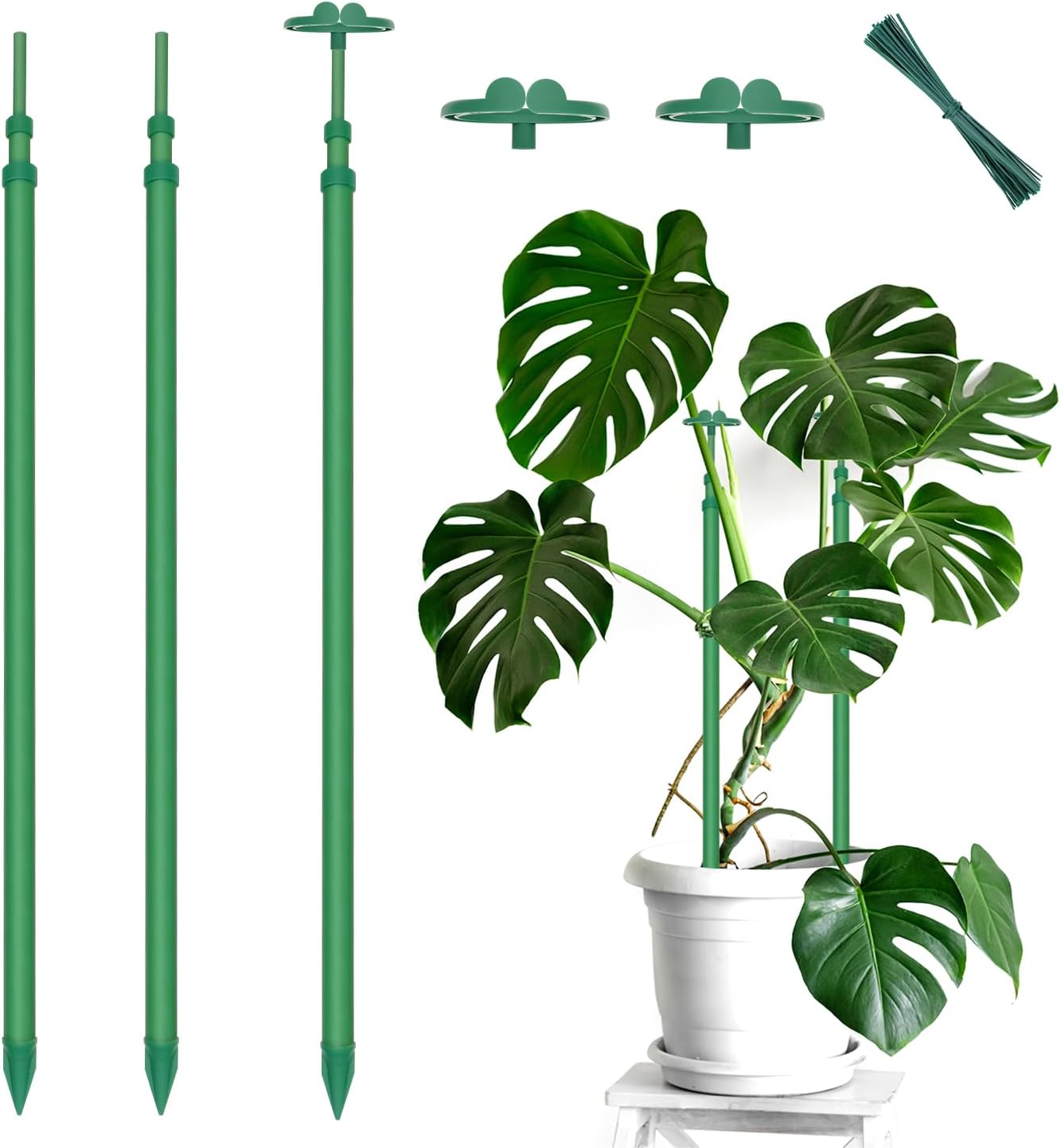 Skiennix Extendable Plant Stakes - Adjustable Support from 17.9" to 42.3" | 3-Pack for Indoor/Outdoor Use