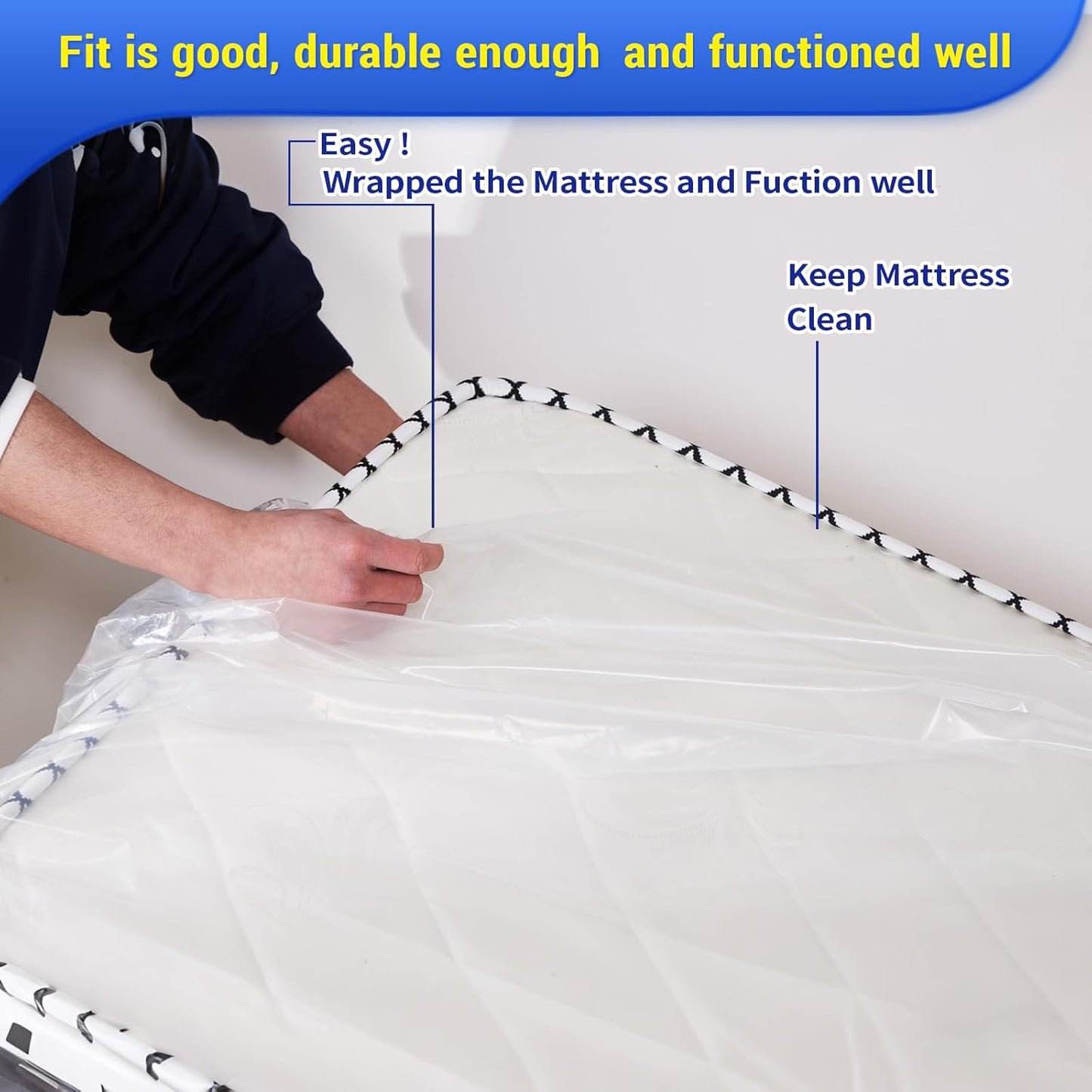 Skiennix Queen Mattress Bags - Waterproof Plastic Covers for Moving & Storage | 100 x 64 x 15 Inches (2 Pack)