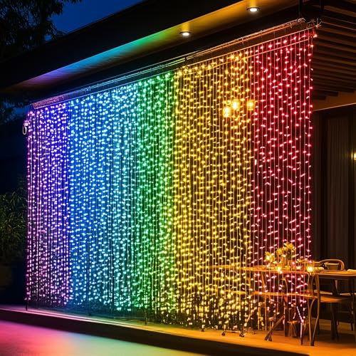 Dazzle Bright RGB LED Curtain String Lights with Remote & App Control Waterproof Christmas Fairy Lights for Bedroom & Holiday Decor