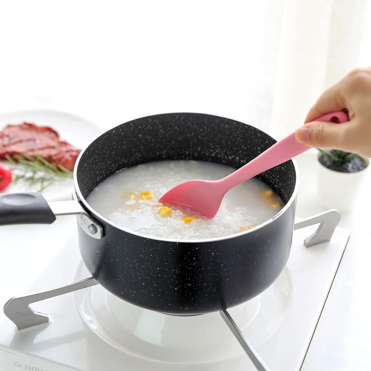 Skiennix Nonstick Saucepan Set - 1 Quart & 2 Quart with Glass Lid | Ideal for Home & Restaurant Use, Black