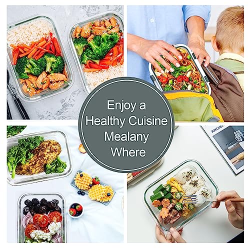 VERONES 10 Pack 22 oz Glass Meal Prep Containers with Grey Lids
