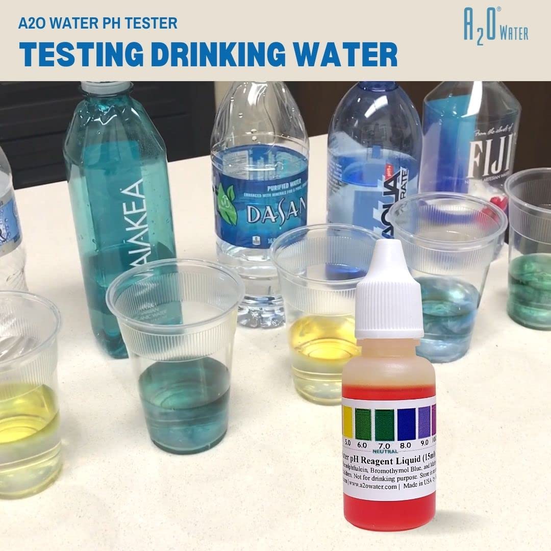 Alkaline Water, Tap, and Drinking Water Accurate Measure of pH Level, Test kit wht, up to 125 Tests per Bottle 0.50 Fl Oz by A2O Water - Made in USA